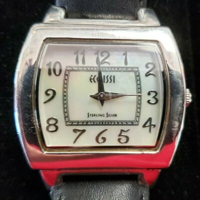 Vintage ECCLISSI Sterling Silver Watch MOP Dial with Maroon Leather Strap 22590 Ecclissi, Women main image 3