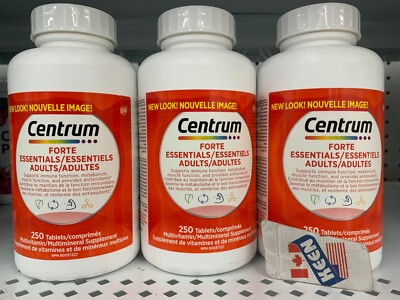 QTY: 3), Centrum WOMEN/MEN Forte Essentials Multivitamin 250 Tablets