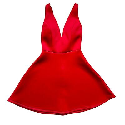 DEEP PLUNGE NECK RED DRESS | eBay