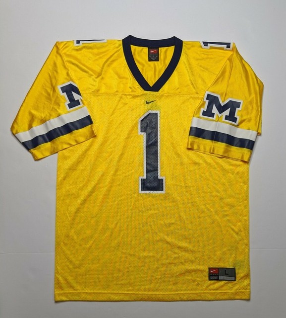 Old Michigan Wolverines Blue Yellow Nike Football Jersey 32 Size XL eBay