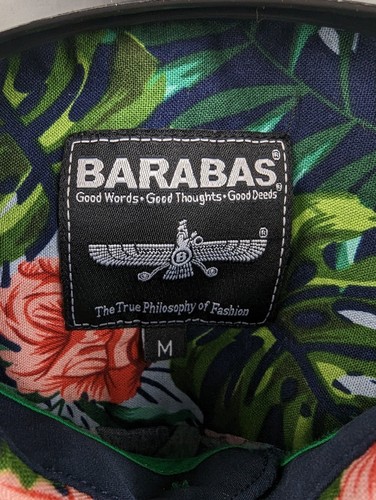 Barabas Men’s short sleeve Size Medium shirt Green Black Flower Palms - Picture 2 of 6