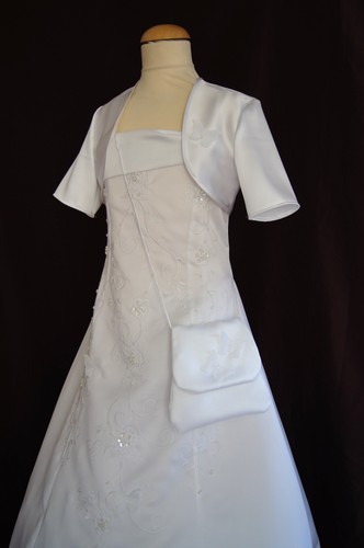 Bolero Jacke zum Kommunionkleid Kommunionjacke Jäckchen Bolerojacke Cape weiß - Bild 4 von 5
