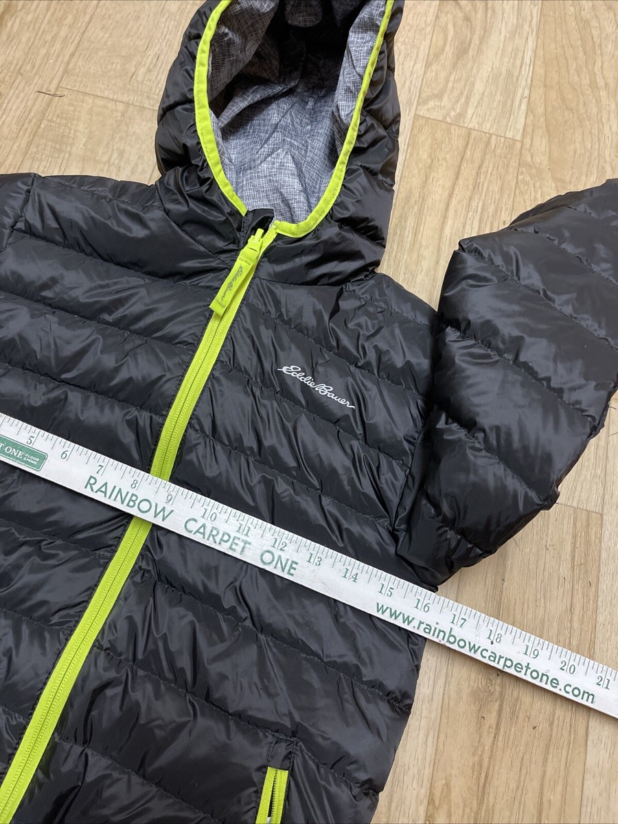 Eddie Bauer Reversible Down Jacket Boys S Black Gray Zip Puffer