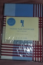 New Pottery Barn Kids Thomas PLAID Red PILLOWCASE blue boys