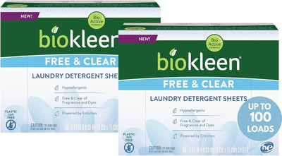 Laundry Detergent Sheets (2 PACK) - Free & Clear from Fragrances and Dyes, Hypoa