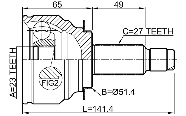 Outer Cv Joint 23X51.3X27 Febest 0810-G12 OEM 28391-FG003 | eBay