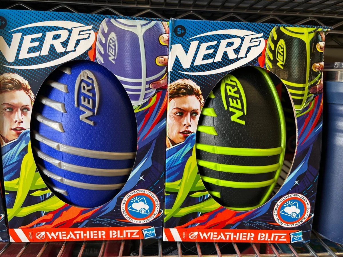 2 Nerf Weather Blitz Football For All Weather Play 1 Blue and 1 Green
