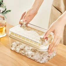 Ice Cube Tray with Lid and Bin for Freezer, 2 Pack, 64 Pcs Ice Cube Mold