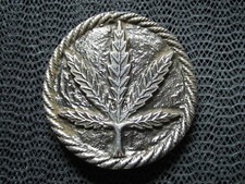 MARIJUANA BUD WEED POT LEAF HIPPIE BELT BUCKLE VINTAGE RARE MM FOR REPAIR 