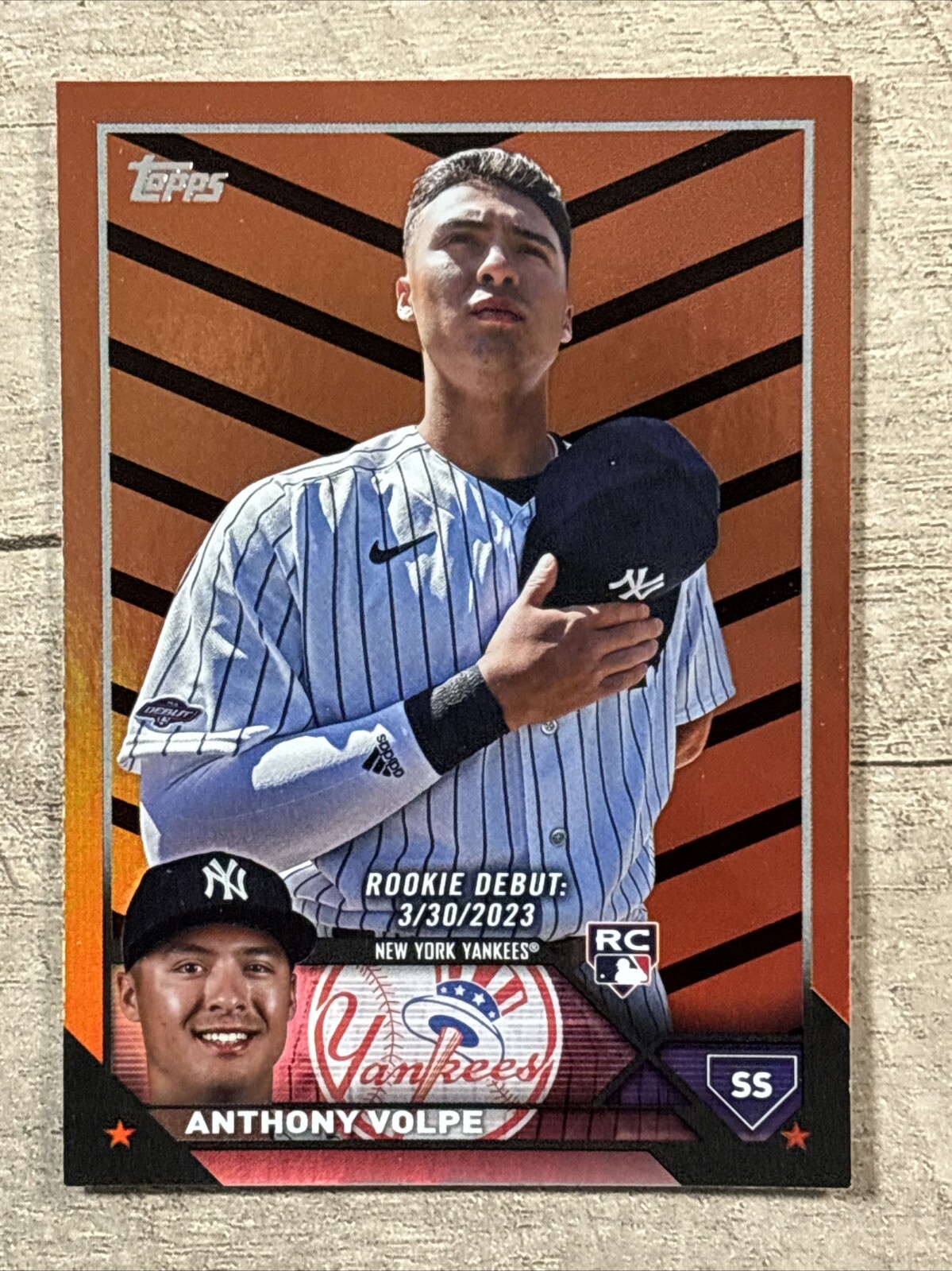 2023 Topps Update #US77 Anthony Volpe Orange and Black Foil