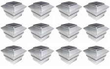 12Pack Solar Silver 4"x4" Square Deck Post Fence Light Bright LED PL244S