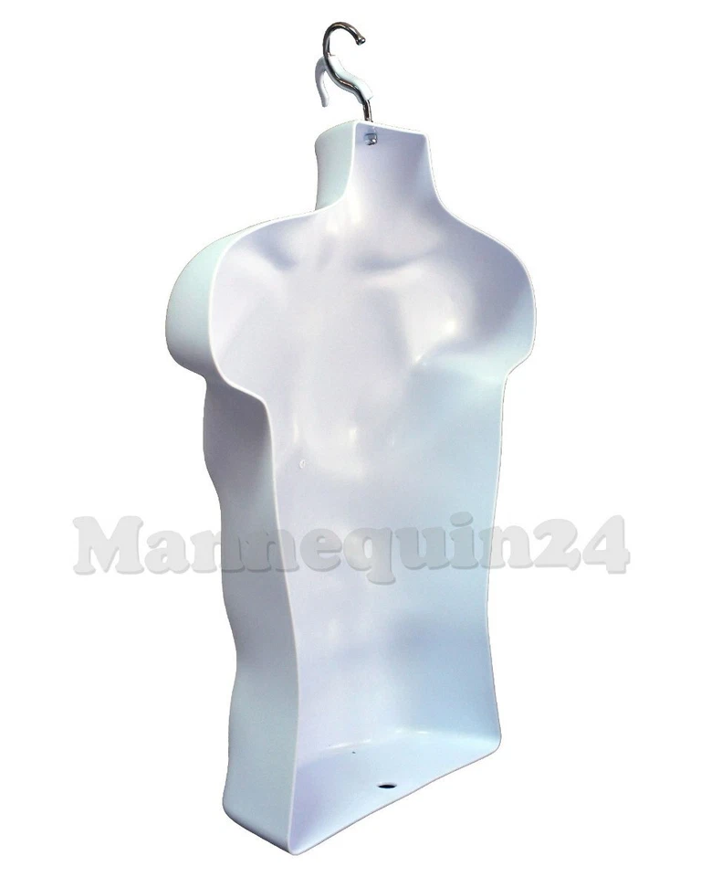 WHITE MANNEQUIN MALE & FEMALE DRESS FORMS with 2 METAL STANDS + 2 HANGERS - Image 4 of 4