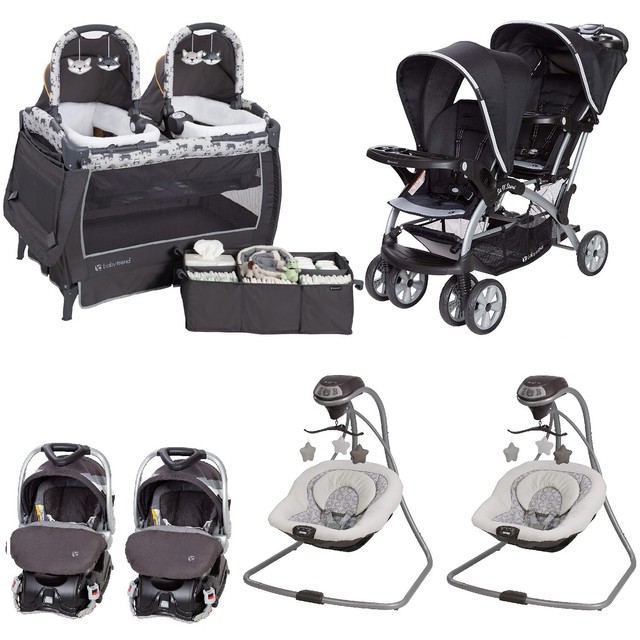 Baby Twins Combo Nursery Center Playard Double Stroller 2 Car Seats Swings SETS eBay