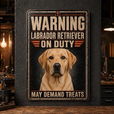 Labrador Retriever Warning Metal Sign Yellow Lab Dog Garage Wall Decor Gift 7x10