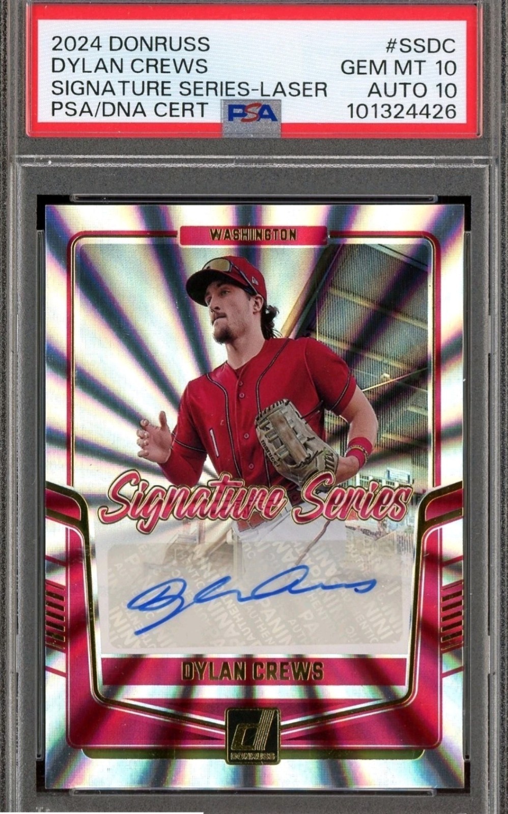 Dylan Crews 2024 Donruss Signature Series Laser Nationals PSA 10 PSA/DNA 10 AUTO