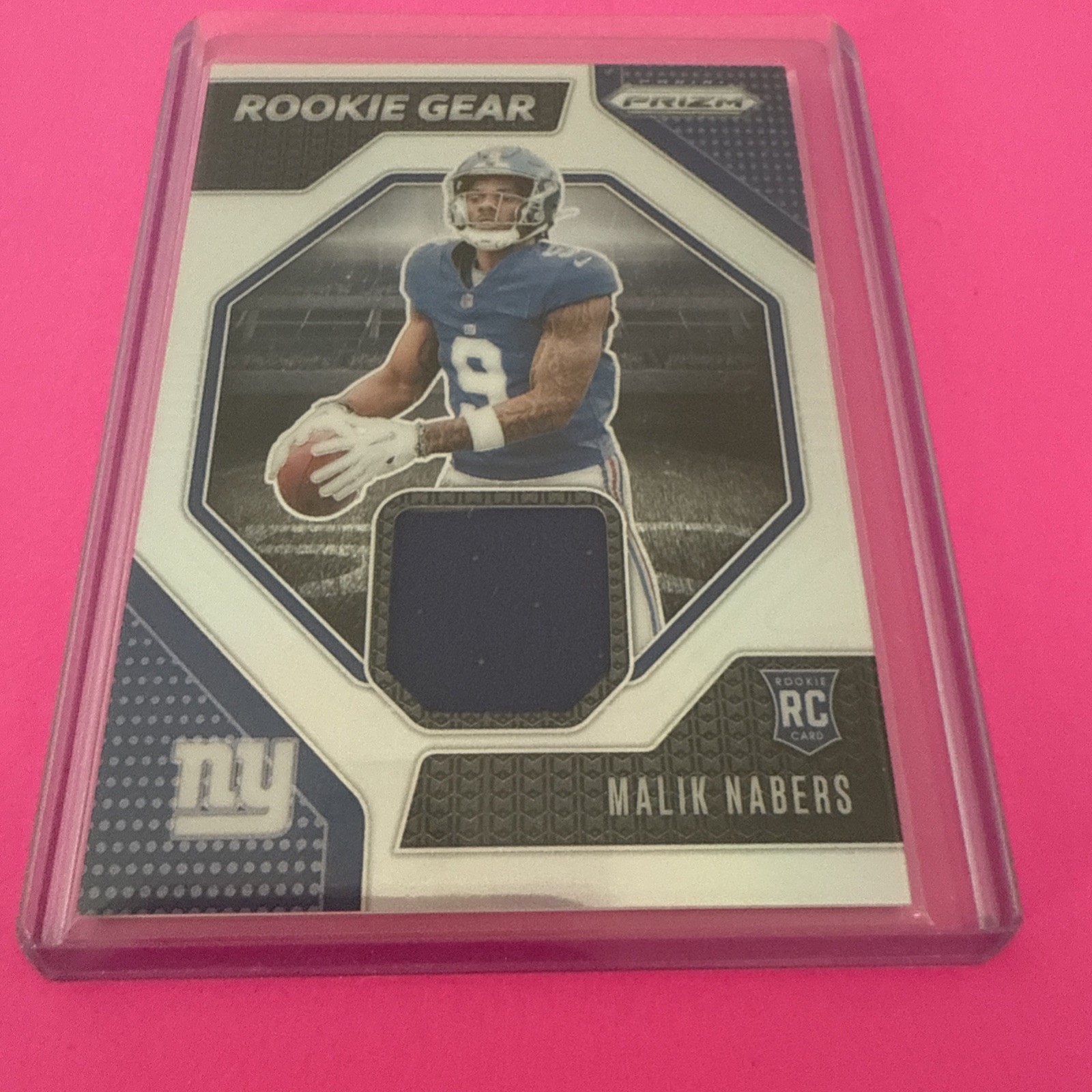 2024 Panini Prizm #RGMNS Malik Nabers (RC)Rookie Gear Patch Silver Prizm) Giants