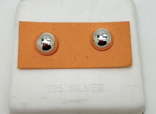 Half Ball Stud Earrings Genuine Sterling Silver 925 High Polish Sizes 6mm 8mm - Picture 13 of 13