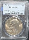 MS65 1974-D Eisenhower Dollar Ike PCGS Blue Lbl — photo 1