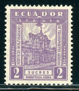 ECUADOR MH SCADTA Air Post: Scott #C20 2S Jesuit Church 1929 CV$11+