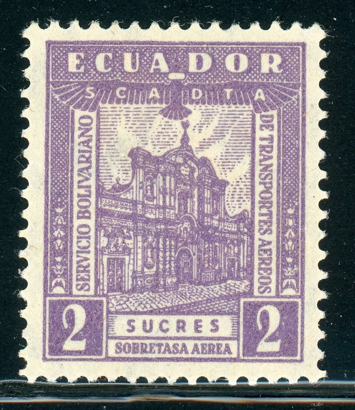 ECUADOR MH SCADTA Air Post: Scott #C20 2S Jesuit Church 1929 CV$11+