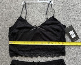 Just Sexy Lingerie Lace Cami & PJ Short Set Black, X-Large - MSRP $86