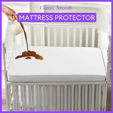 1pc Crib Mattress Protector Waterproof Smooth Cover Washable Anti-Mite Bed