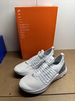 Nike React Phantom Run FK 2nWhite Silver Flyknit Shoes Wmns Sz 10 CJ0280-100