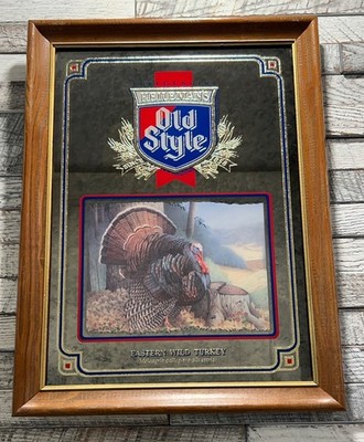 1993 Pure Geniune Heilemans Old Style Beer EASTERN WILD TURKEY Mirror Framed