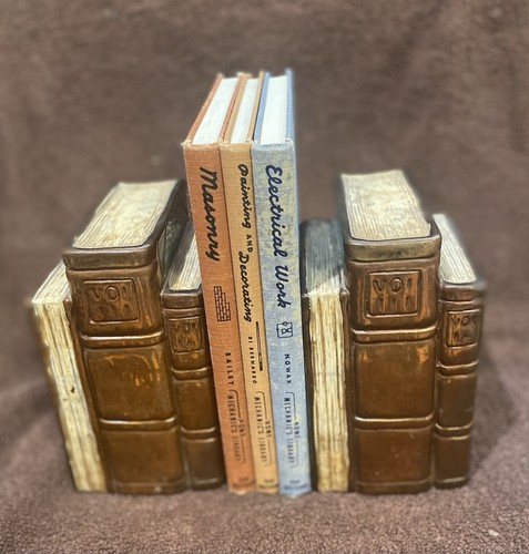 Fermalibri usati vintage realisticamente eleganti in rame incassato gesso - Foto 1 di 6