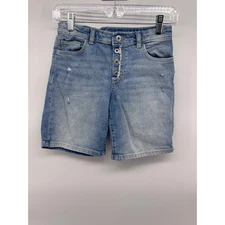 Art Class Girls Blue Denim Shorts Button Fly Distressed Casual Size M(8)