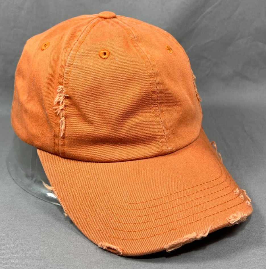 District Plain Solid Blank Strapback Hat Cap Oran… - image 1