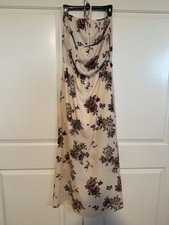 Rue21 Maxi Dress Long Women M Beige Floral Lined NWT