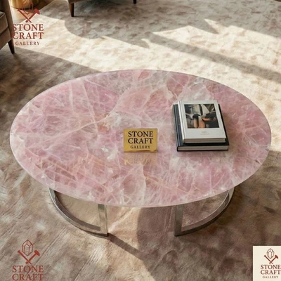 Rosenquarz Table Top / Pink Quarz Büro Schreibtisch / 213cm x 107cm Zähler Top - Bild 1 von 4