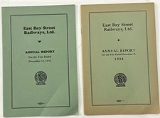 East Bay Street Railways - Annual Report - Lot of 2  -  1932 & 1934