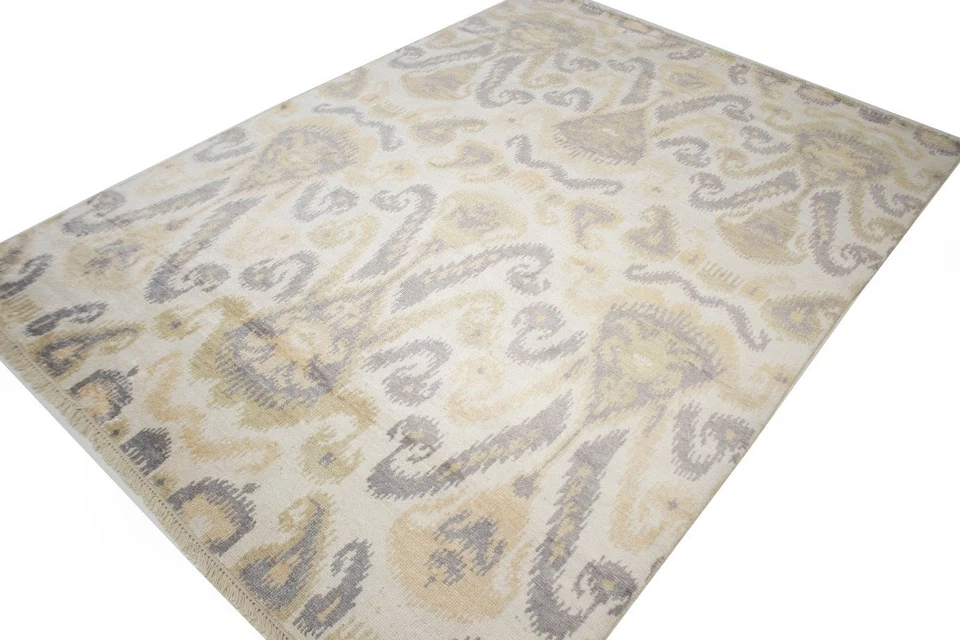 Alfombra oriental moderna anudada a mano de seda viscosa contemporánea envejecida 6X9 Foto 4 de 4