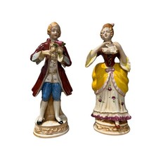 Vintage Paulux Porcelain Figurine Set Colonial Courting Couple Occupied Japan