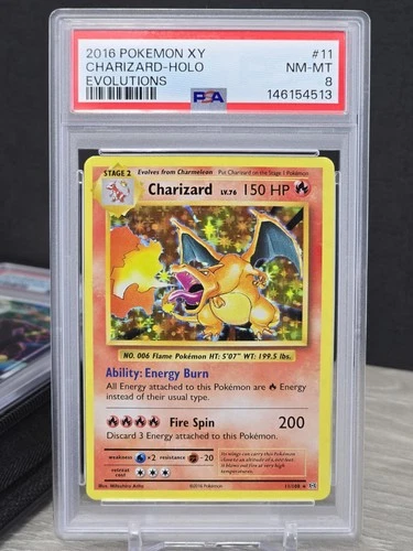 Pokémon Card TCG Charizard 11/108 Evolutions XY 2016 Holo Rare PSA 8 NM