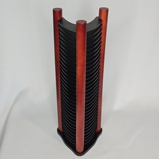 CHIP - Vintage Atlantic 30 CD Storage Tower Black & Red Wood 1990 Media Rack Y2K