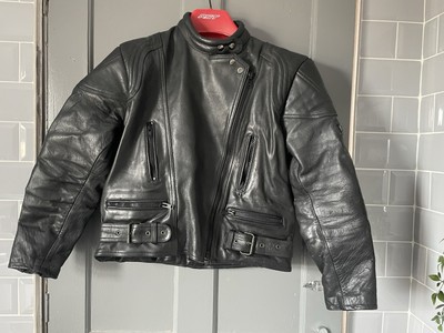 JTS SCHWARZE LEDER MOTORRAD MOTORRAD JACKE GRÖSSE MEDIUM TOP ZUSTAND
