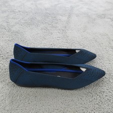 Rothy's The Point Shoes Womens Size 8 Blue Knit Flats Pointed Toe Washable Eco