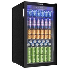 126 Can Beverage Fridge Glass Door Beer Wine Cooler Silver