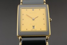 [Casi COMO NUEVO] RADO Diastar 24 mm 160.0281.3 esfera dorada cerámica cuarzo reloj unisex