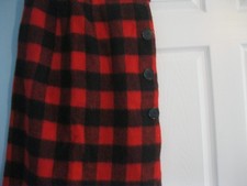 vintage red buffalo plaid wool skirt 26 waist 26ins. long