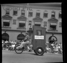 #NN3 - p B&W Vintage Photo Negative- Parade Vehicle Like Bicycle - 1943