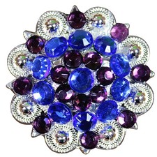 C-TY32 Set Of 32 Western Screw Back Concho Blue Purple Crystal 1-1/49In. Saddle