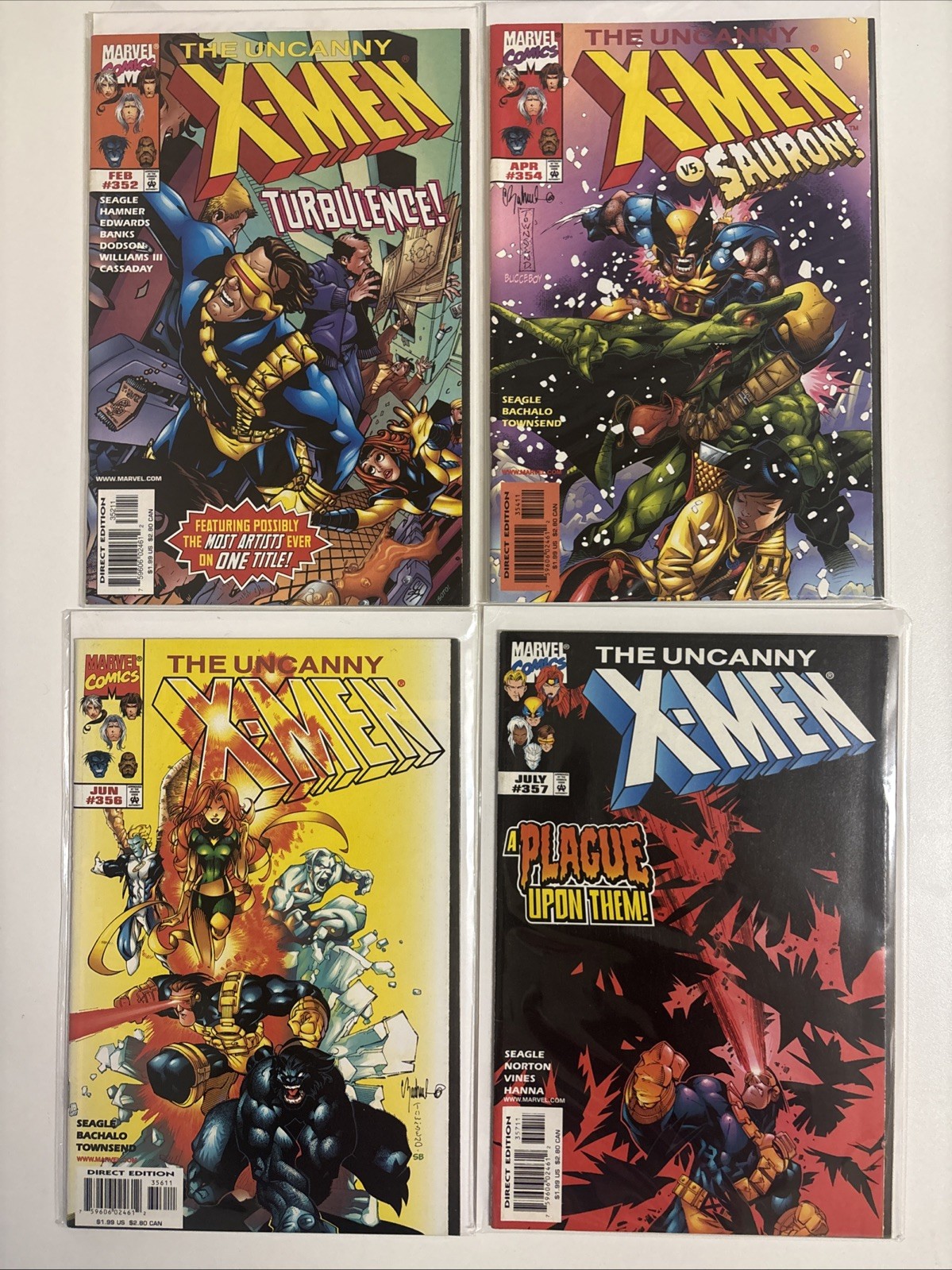 Uncanny X-Men #352 354 356 357 Marvel Lot Of 4