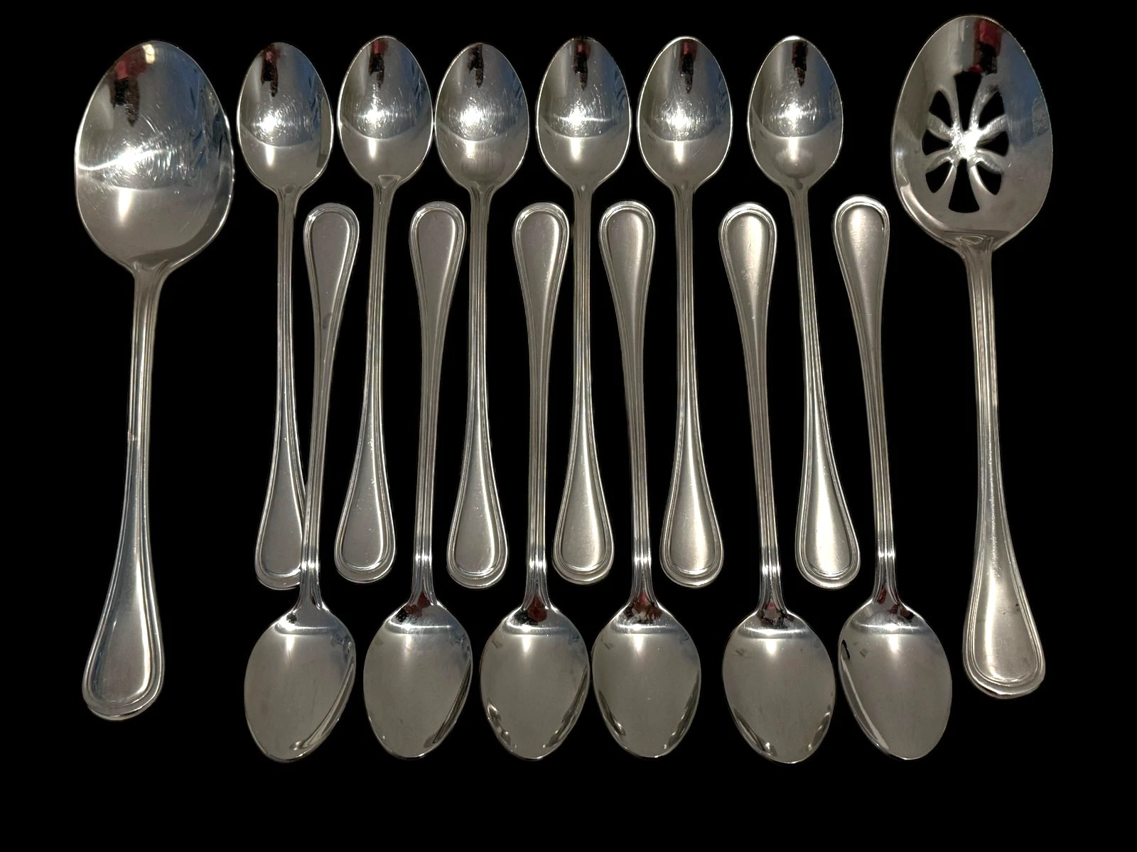 Wallace Stainless Rockport Iced Tea Spoons Pierced & Solid Serving Spoons Lot