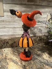 Bella Lux Halloween Witch Girl Resin Figurine 13 in 3D Pumpkin Cat Bat Balloons