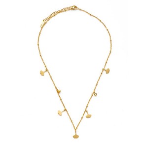 Authentic Gold Plated Ginkgo Leaf Crystal Necklace Waterproof Jewelry