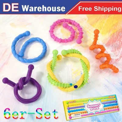 Fidget Toys Set, 6 Stück Silikon Sensorik Stick, Anti Stress Sensorik Spielzeug 